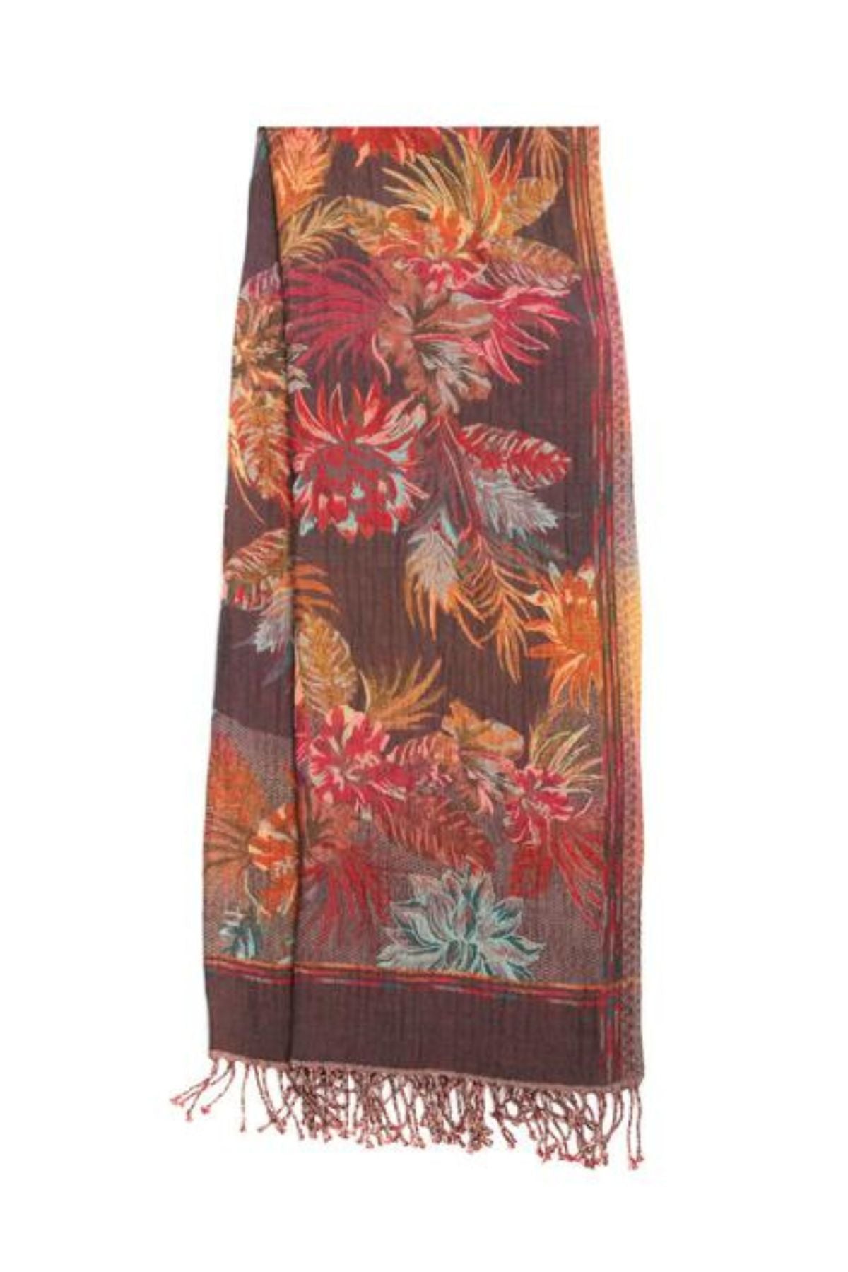 Floral cotton and wool scarf