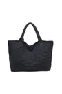 Black woven tote bag