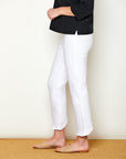 The Sheri Pant with a Mini Ruffle Hem Detail in White