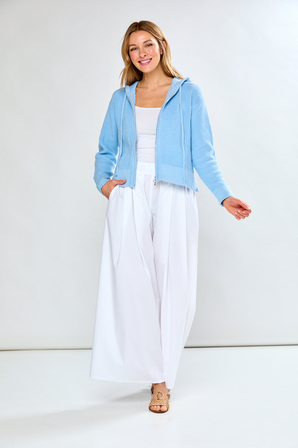 woman in white pants