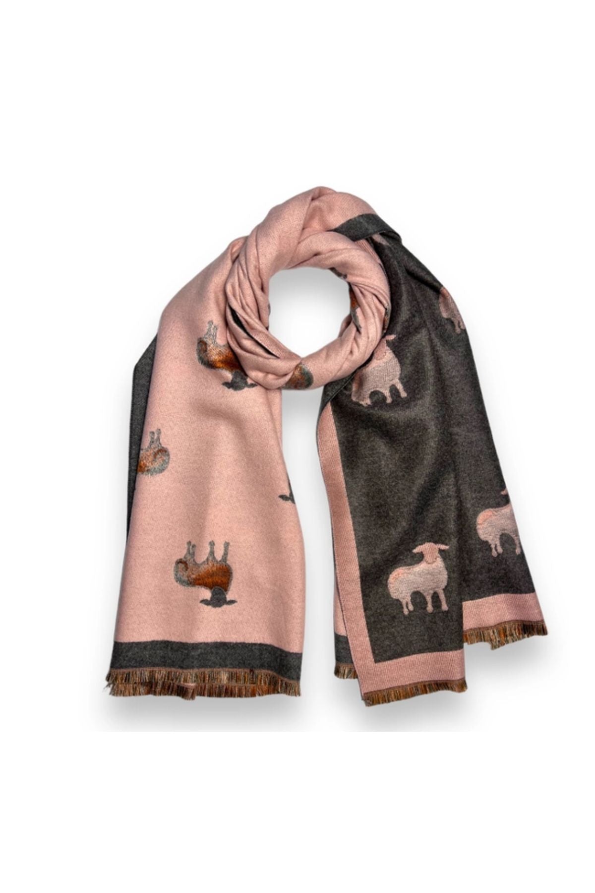 Pink sheep print scarf