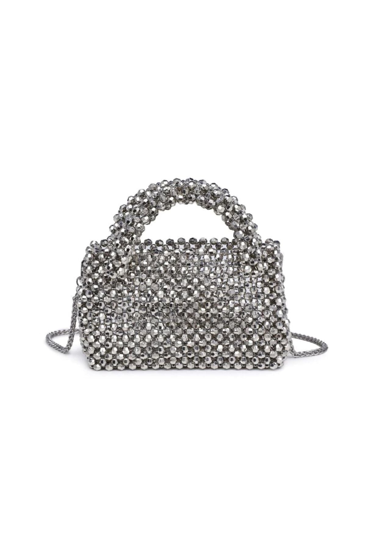 Silver beaded handbag