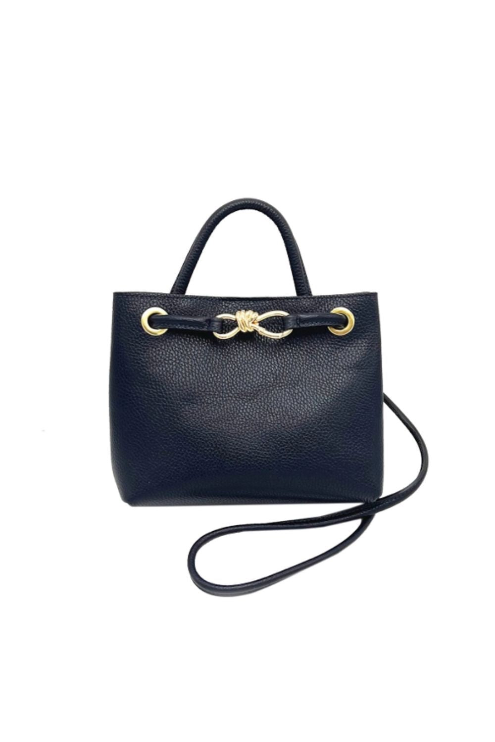 Navy leather shoulder bag