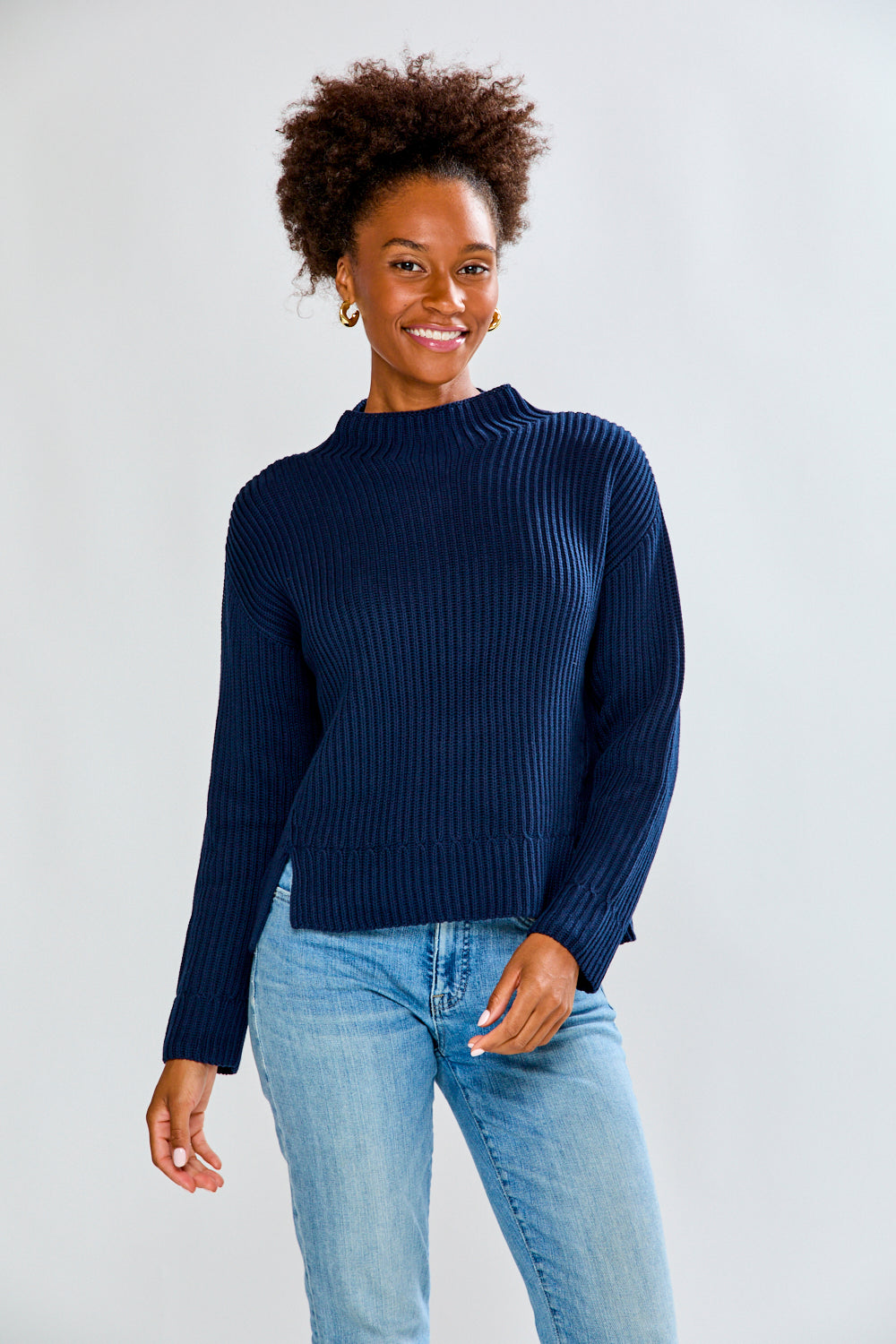 The High Low Cotton Mix Stitch Mock