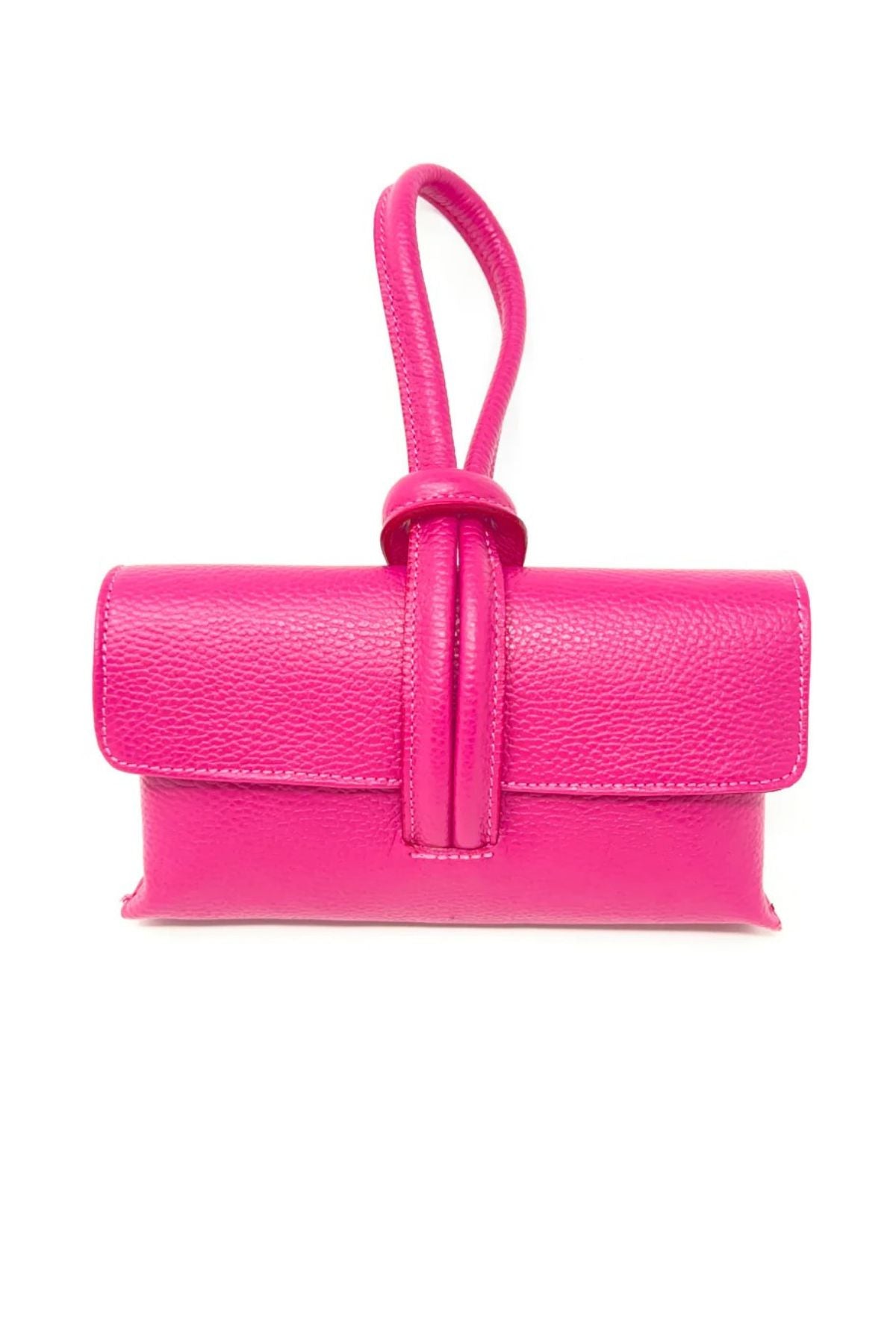 Fuchsia wristlet leather bag