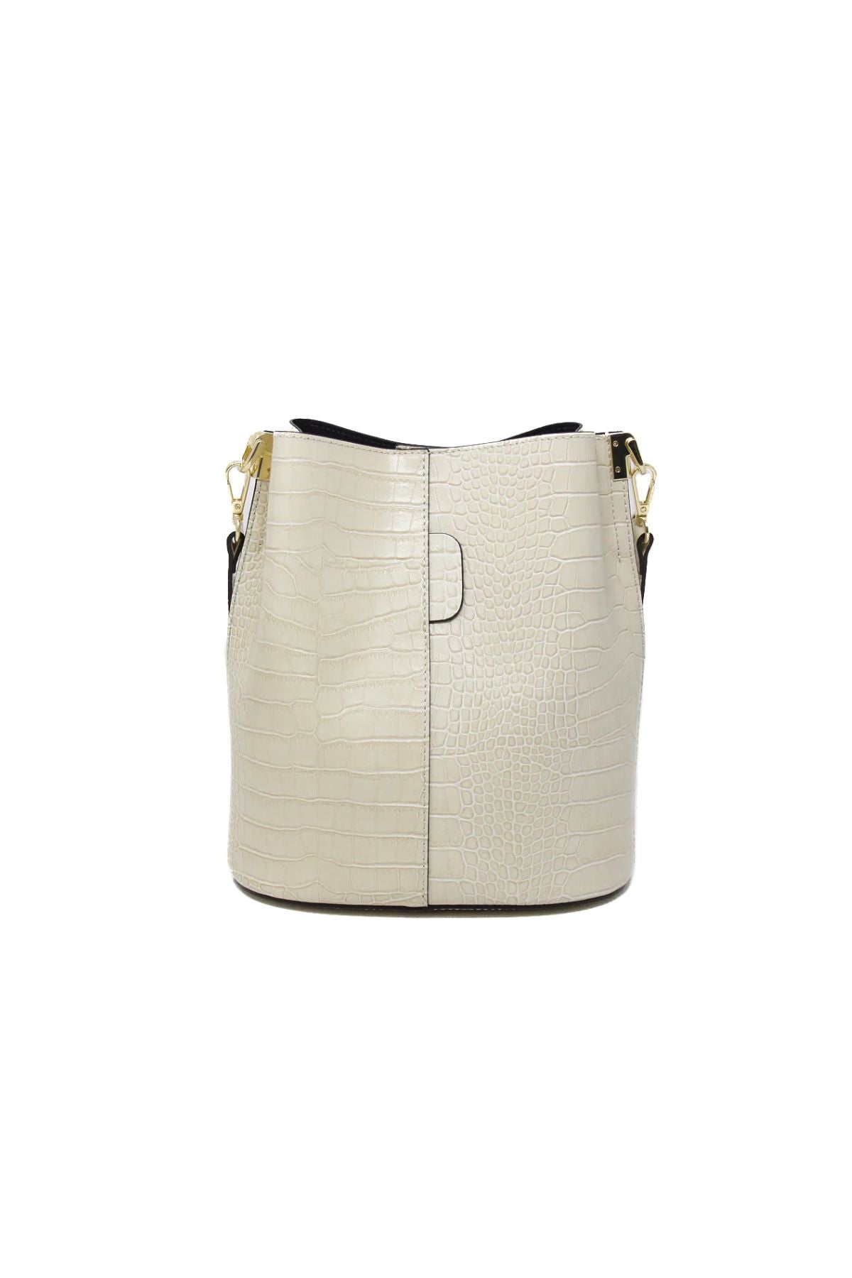 Beige croc leather handbag