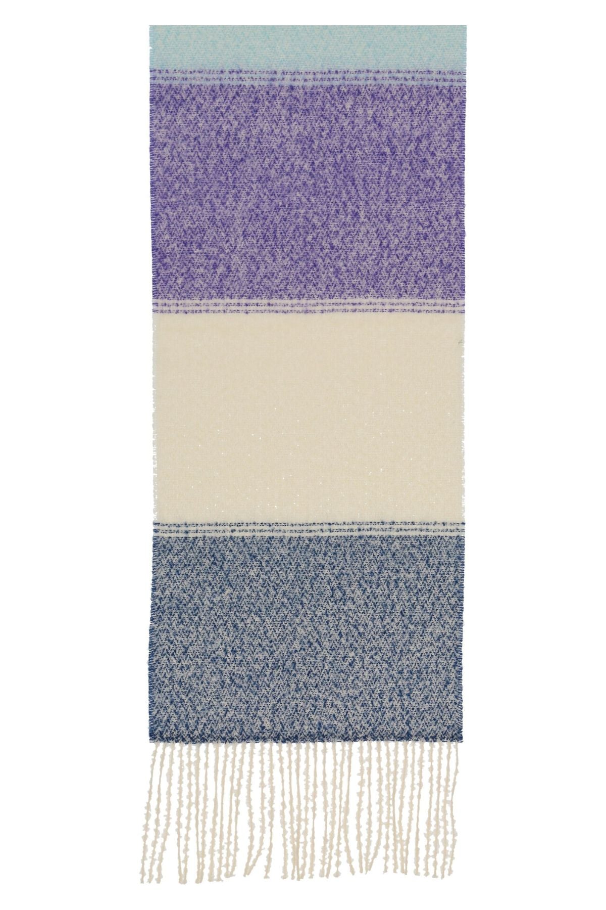 Navy large blocks boucle scarf