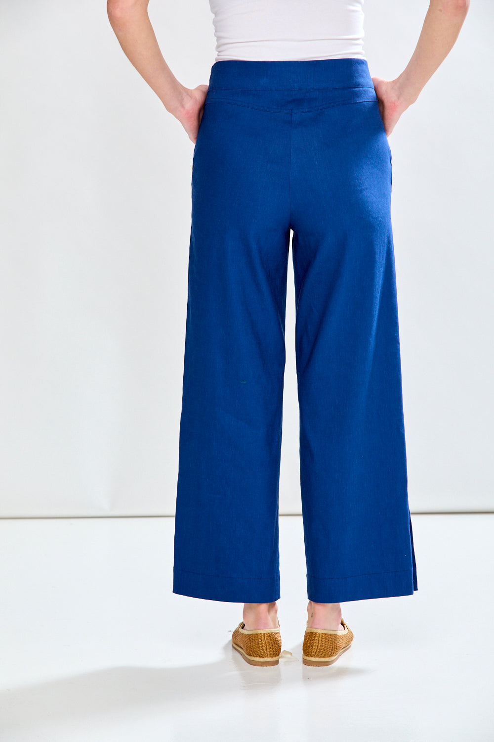 Woman in admiral blue pants