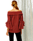 Woman in plaid blouse