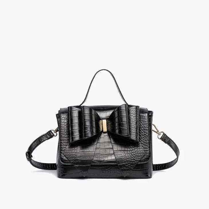 Campbell Mini Crocodile Embossed Leather Satchel