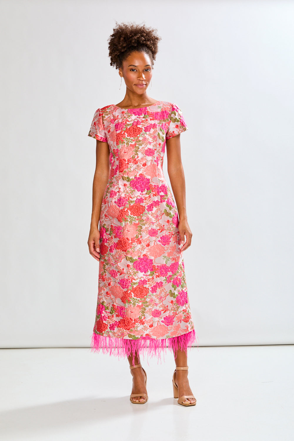 pink tea dress midi The Barbara Tea Length Pink Bloom / 6