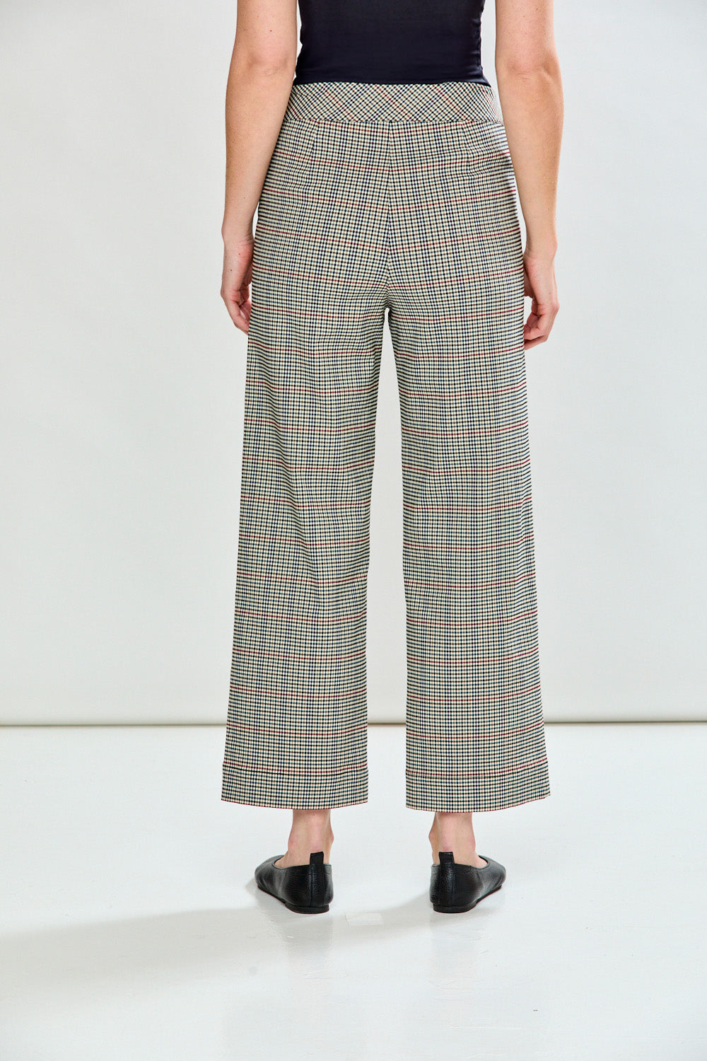 Woman with multi check pant