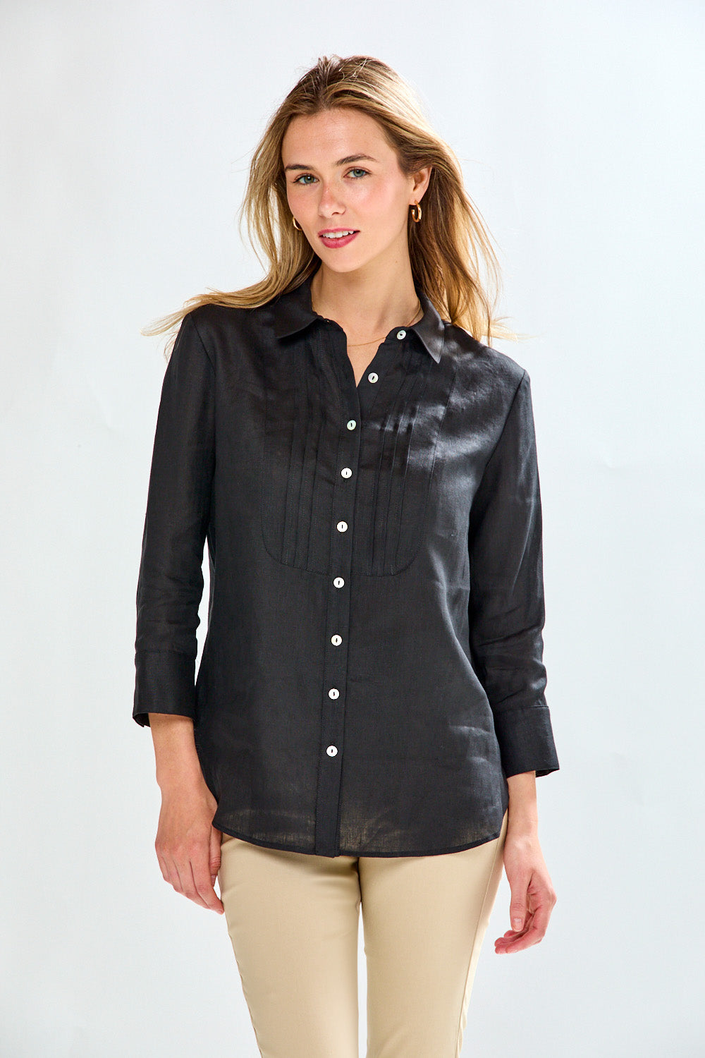 Woman in black blouse