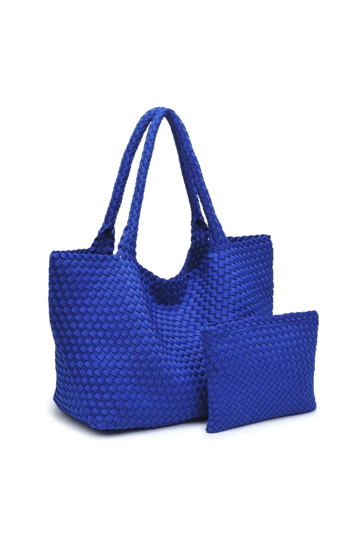 Royal blue woven tote bag