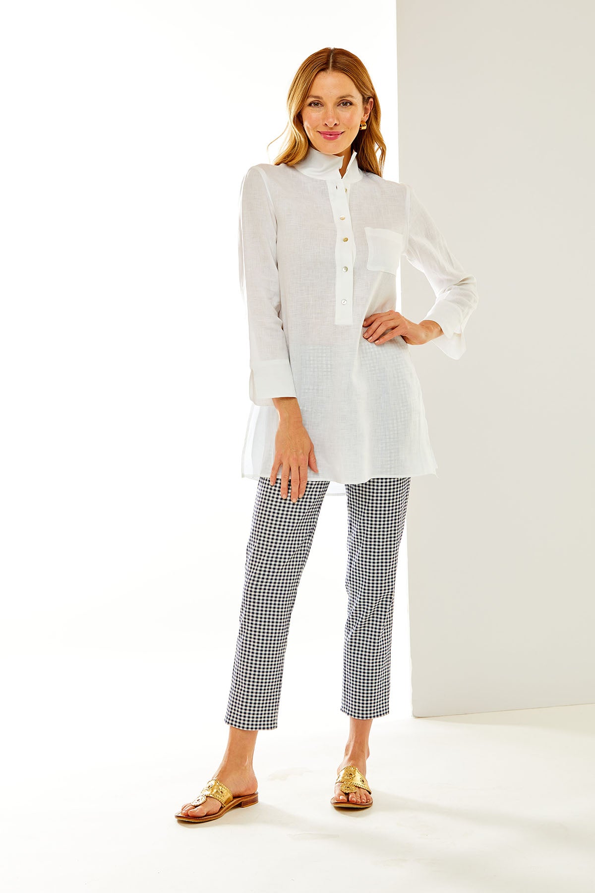 Woman in white tunic