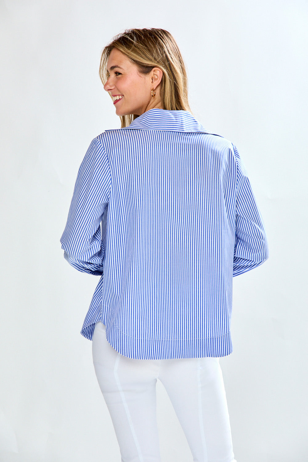 The Jacqueline Top in Blue Stripe