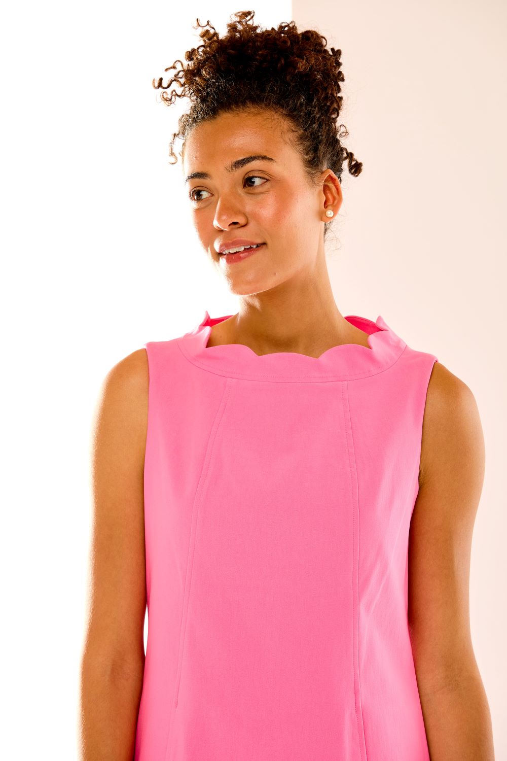 Woman in peony dress