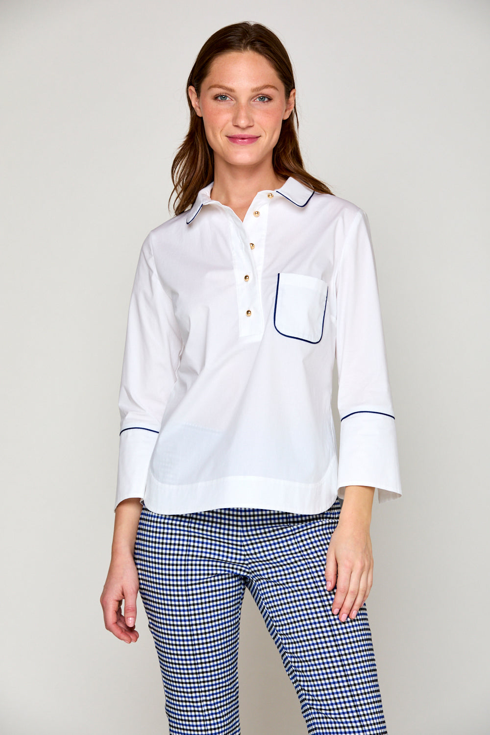 Woman in white shirt