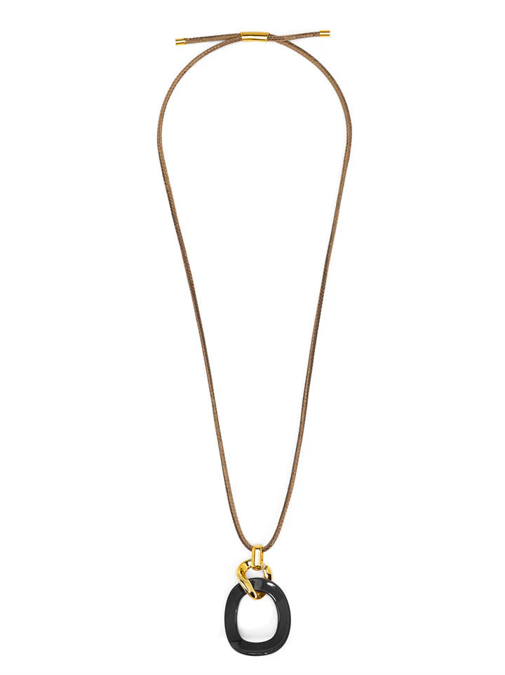 Curved Pendant Long Necklace