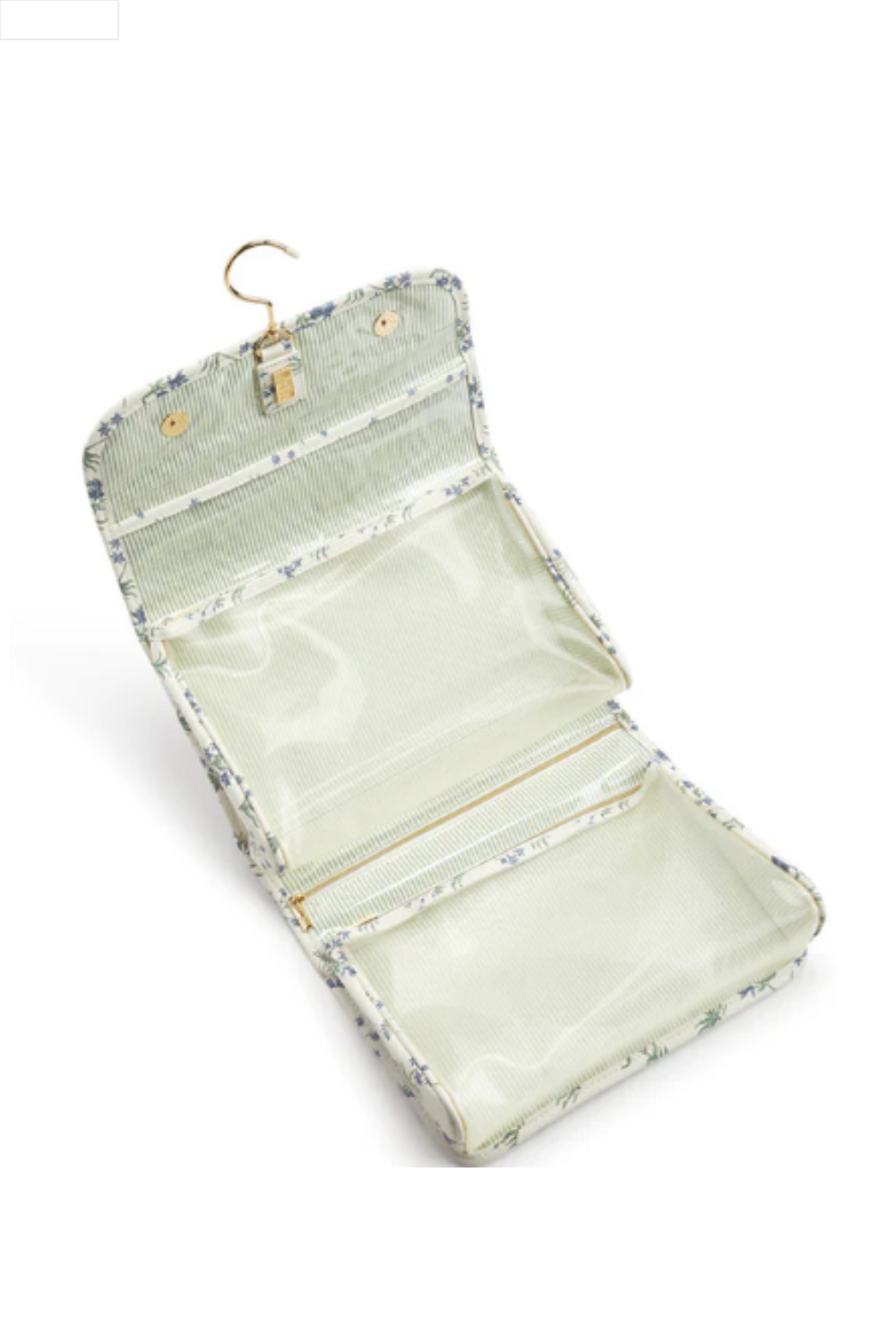 Floral-patterned toiletry hanging bag  on a white background