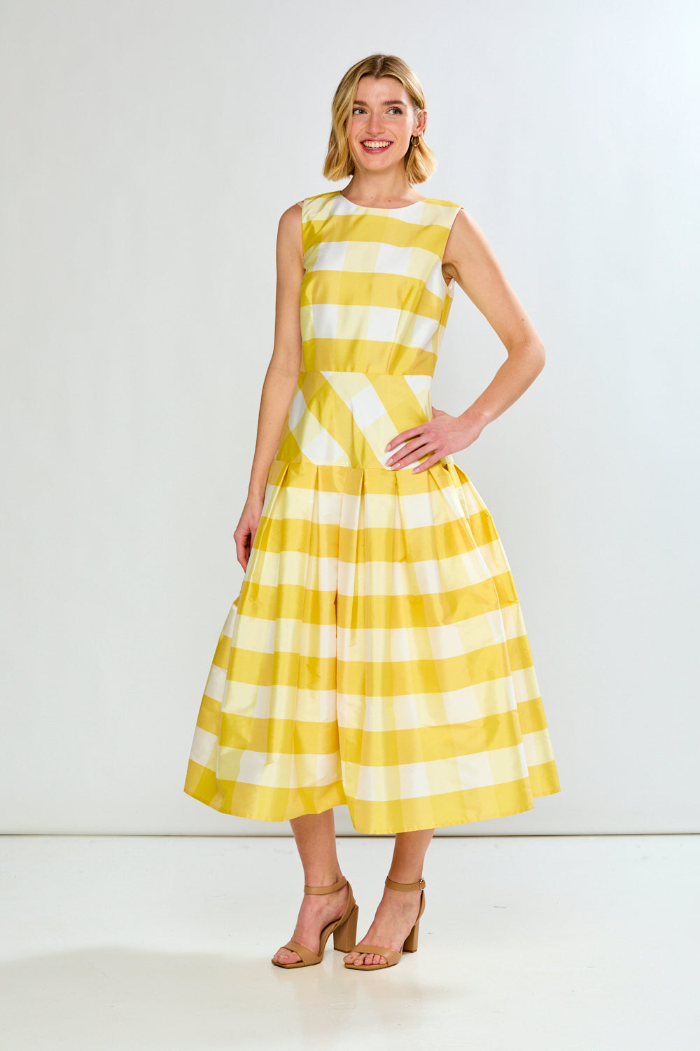 yellow gingham dress Women's Caught in the Sunshine Sleeveless Mini | Size: L Delicate lace along the hem adds a touch of elegance Forever Yours Yellow Gingham Midi
