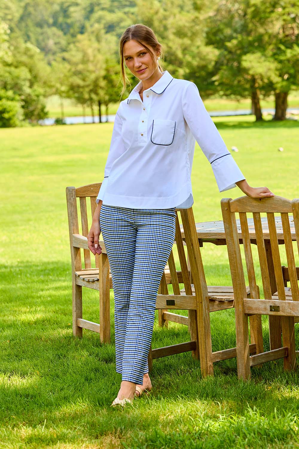 Woman in white shirt