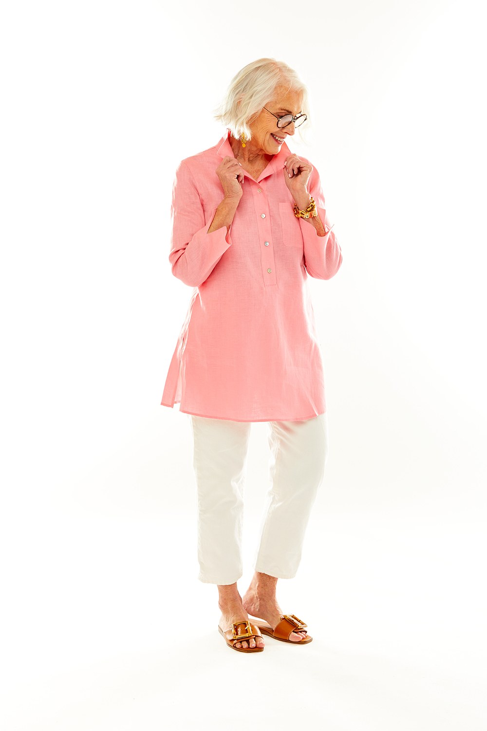 Woman in cotton candy tunic