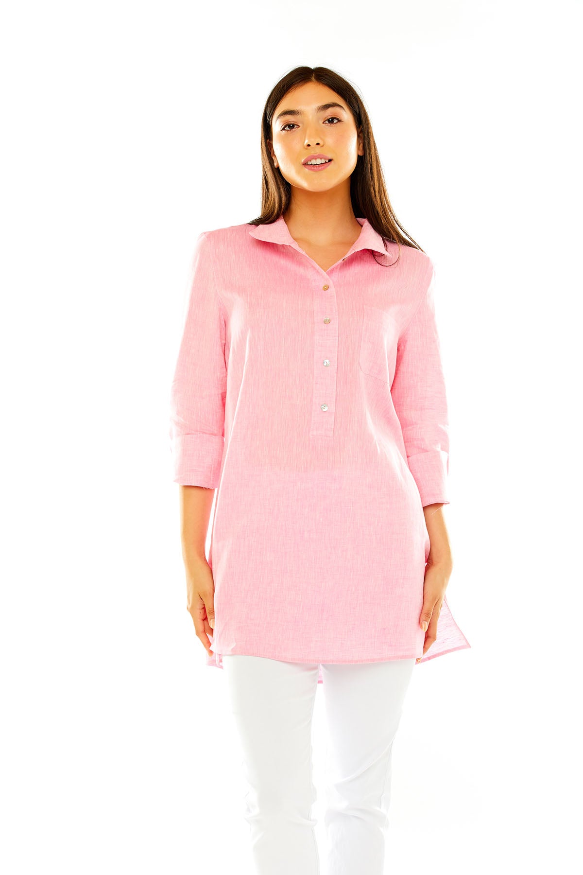 Woman in cotton candy tunic