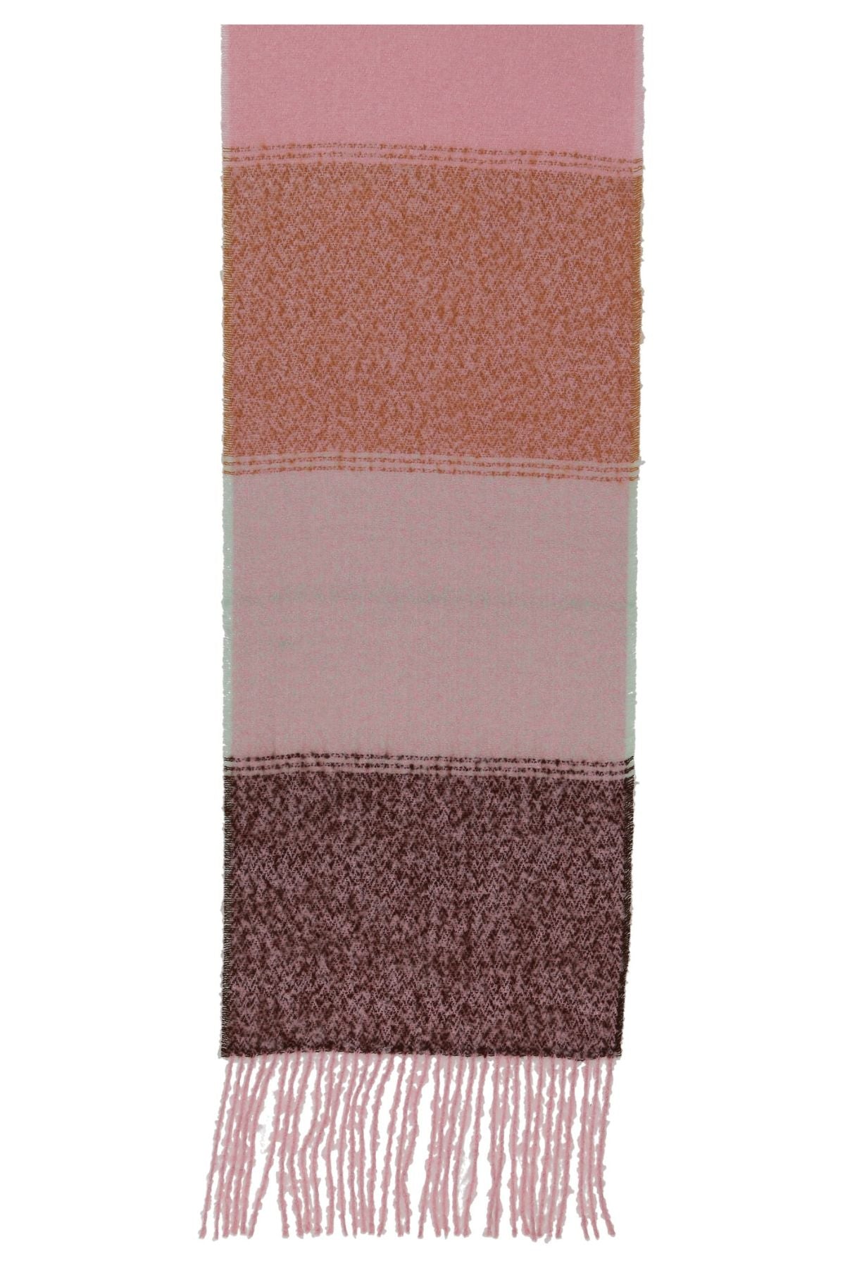 Pink large blocks boucle scarf