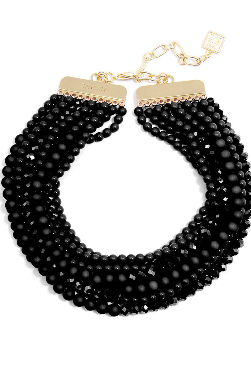 Matte & Crystal Bead Necklace