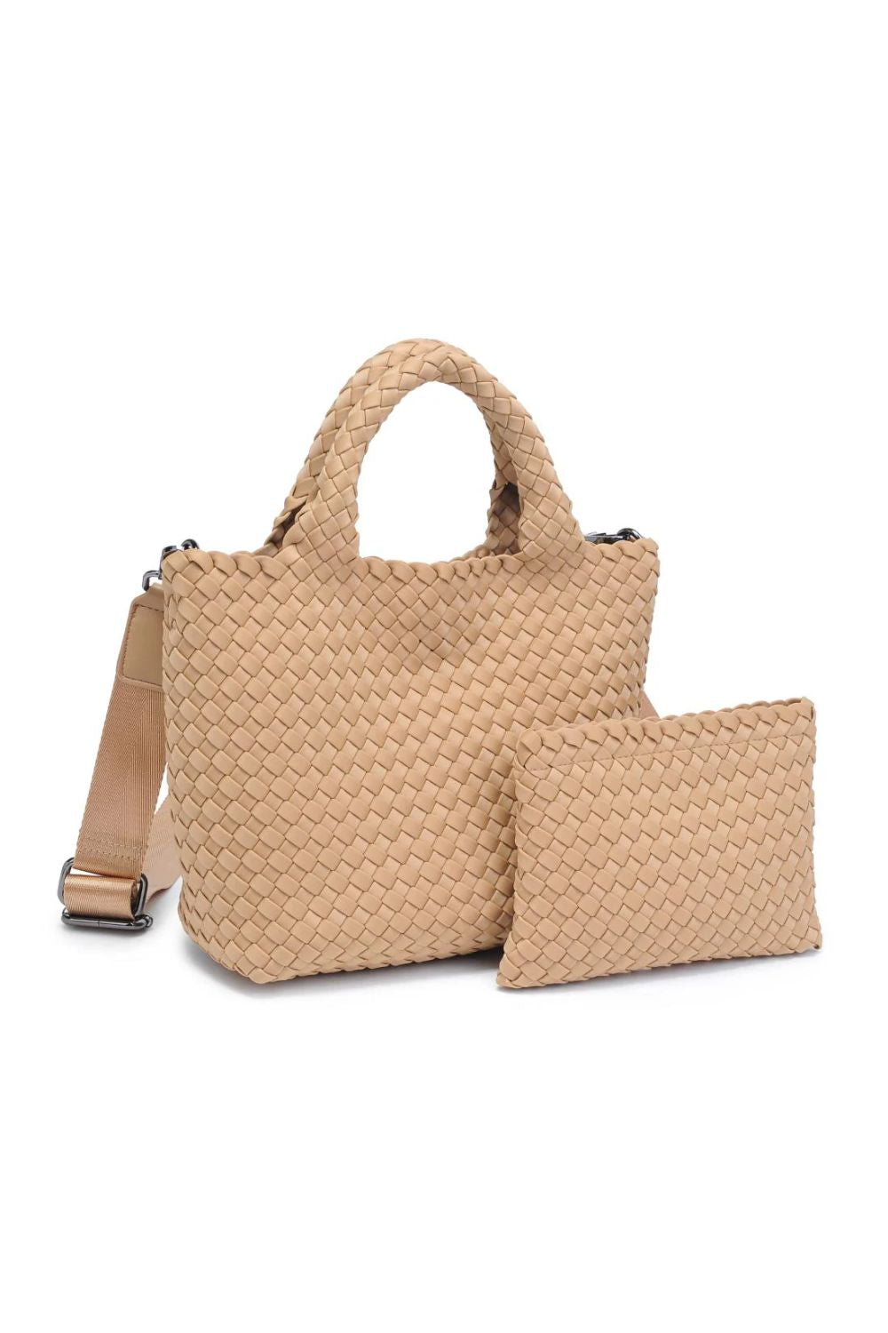 Nude small crossbody tote