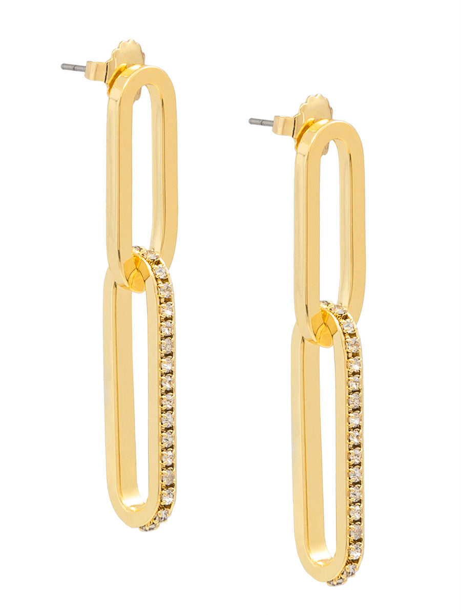 Gold double link earring