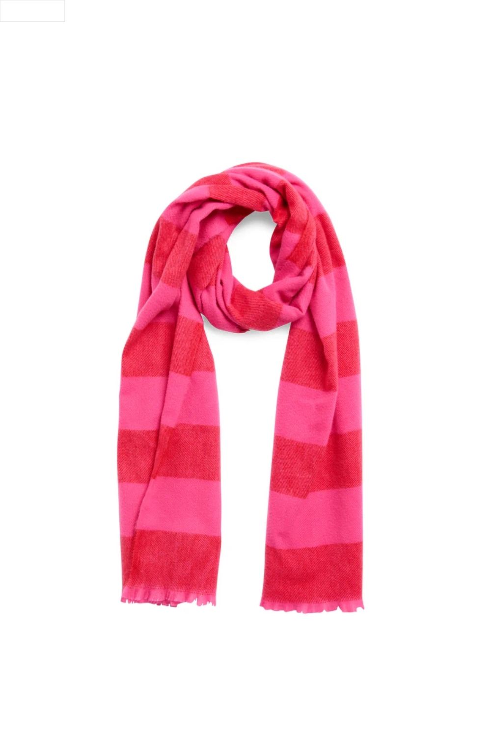Pink and red striped scarf on a white background