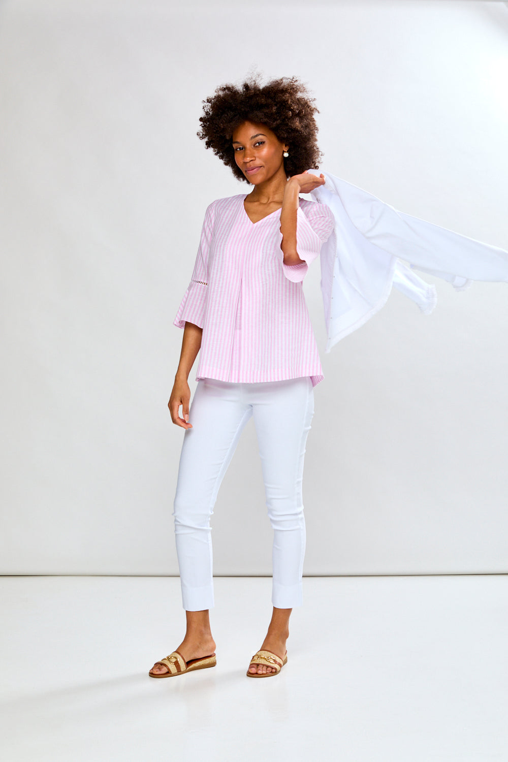 The Megan Dress in Pink Stripe