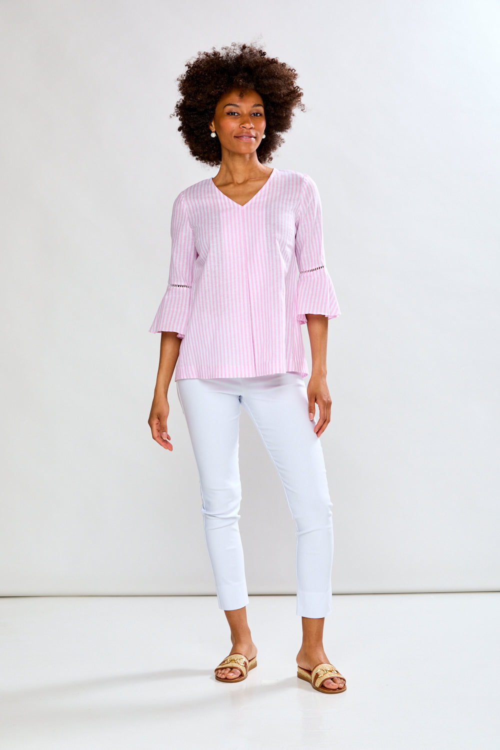 The Megan Dress in Pink Stripe