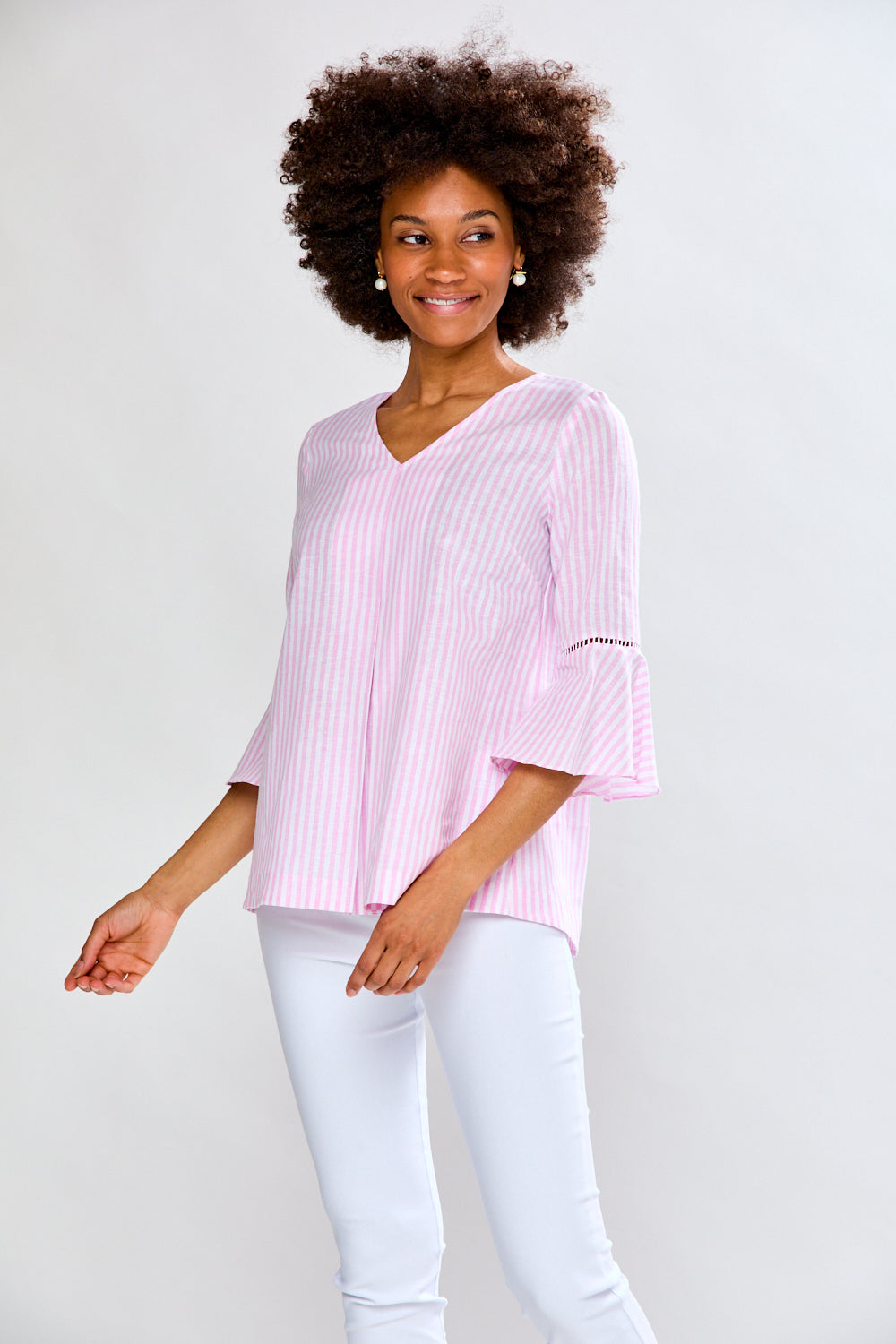 The Megan Dress in Pink Stripe