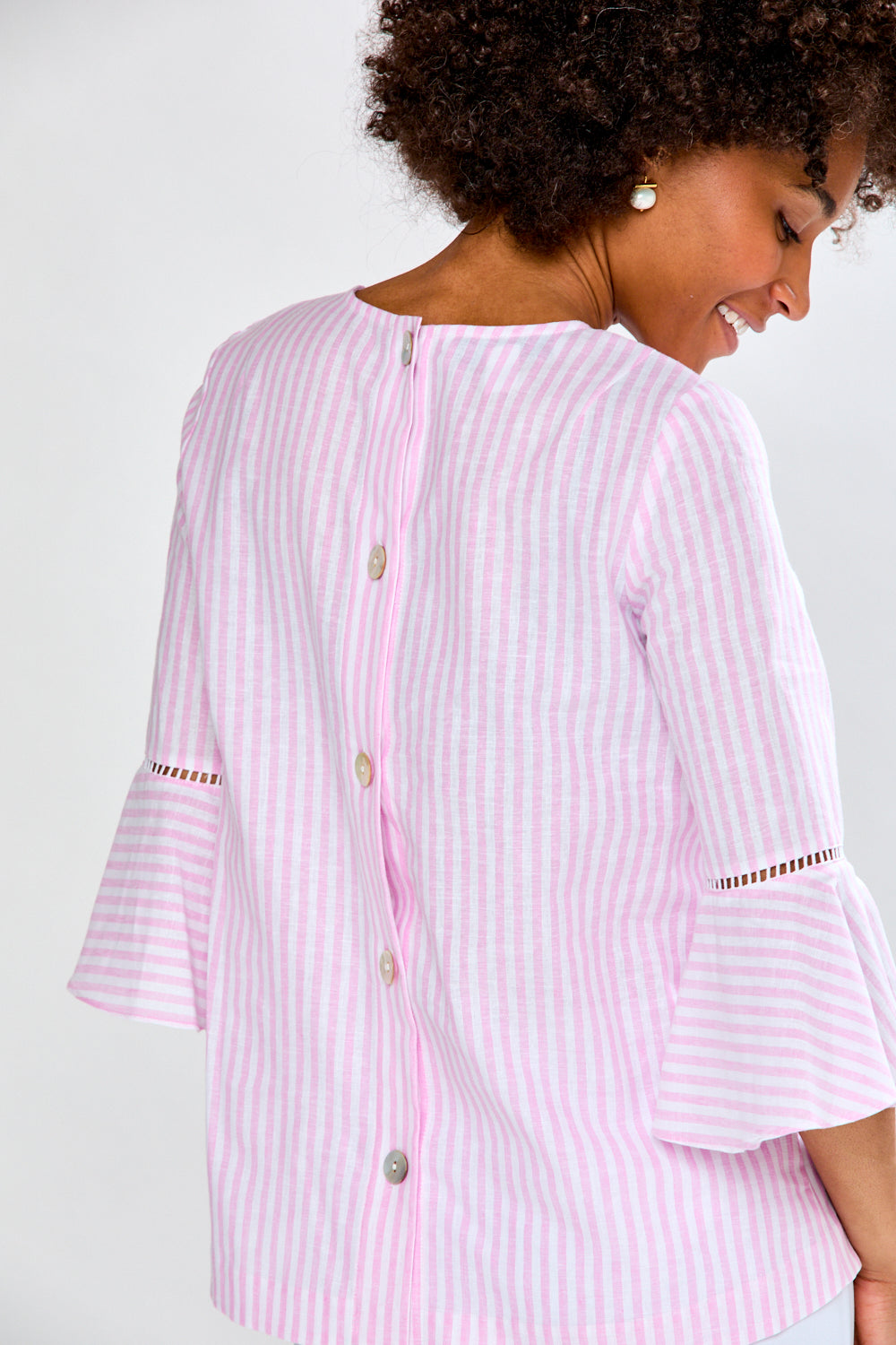 The Megan Dress in Pink Stripe