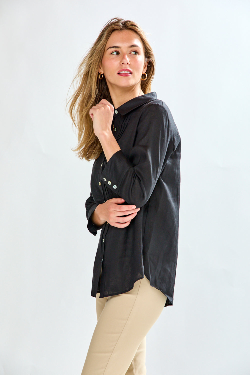Woman in black blouse