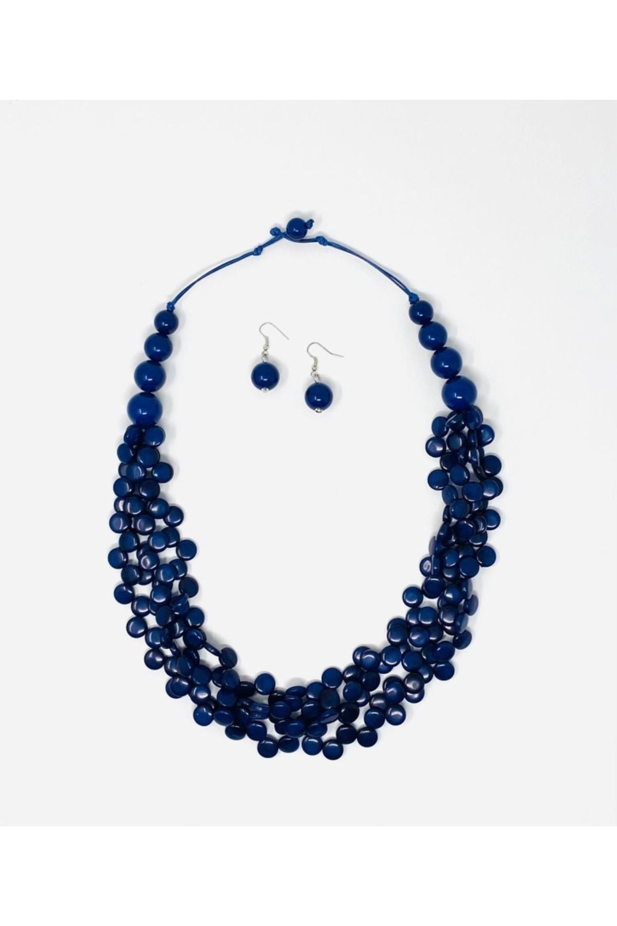 Navy necklace with matching earrings