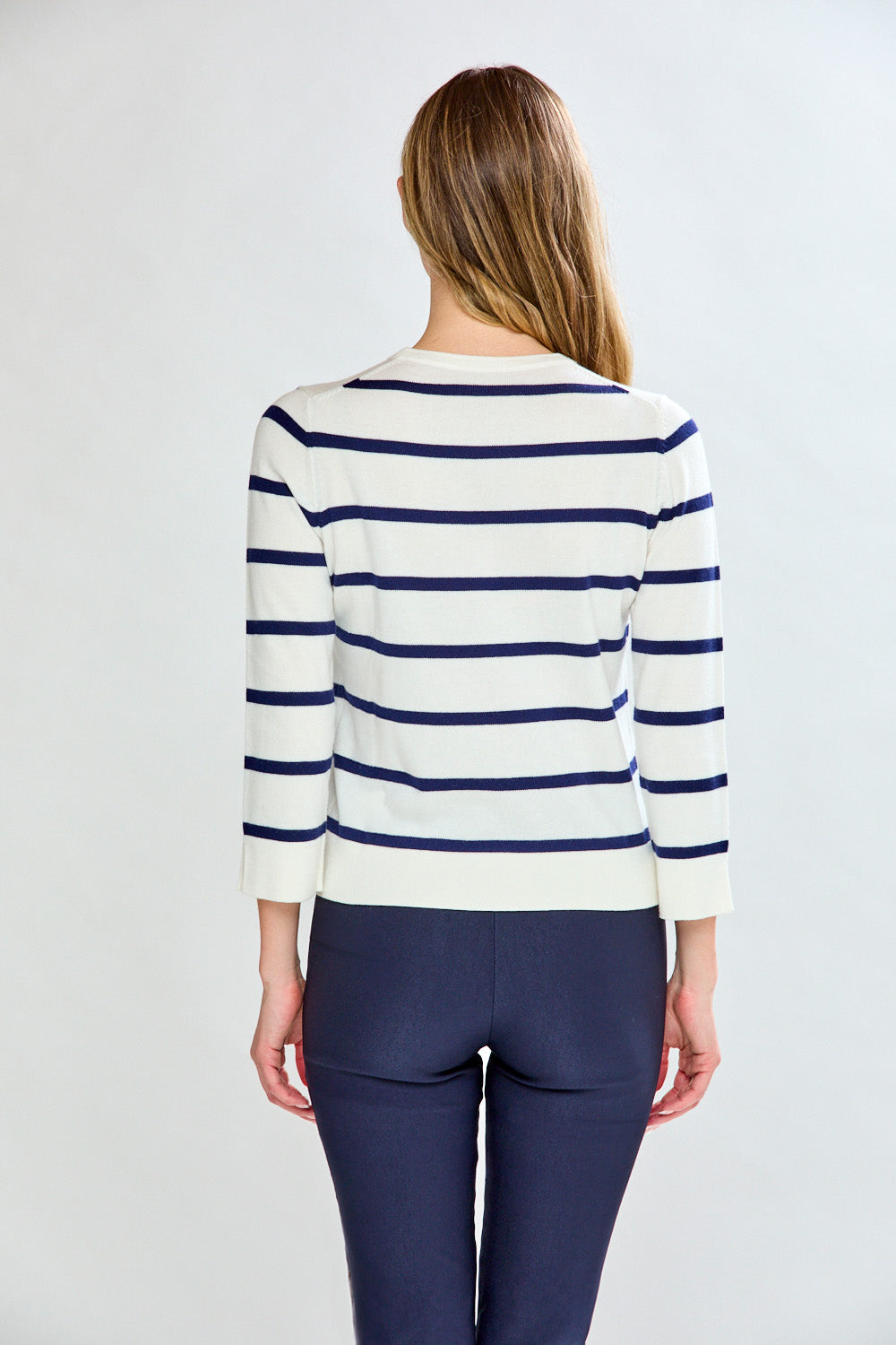 Woman in striped sweater