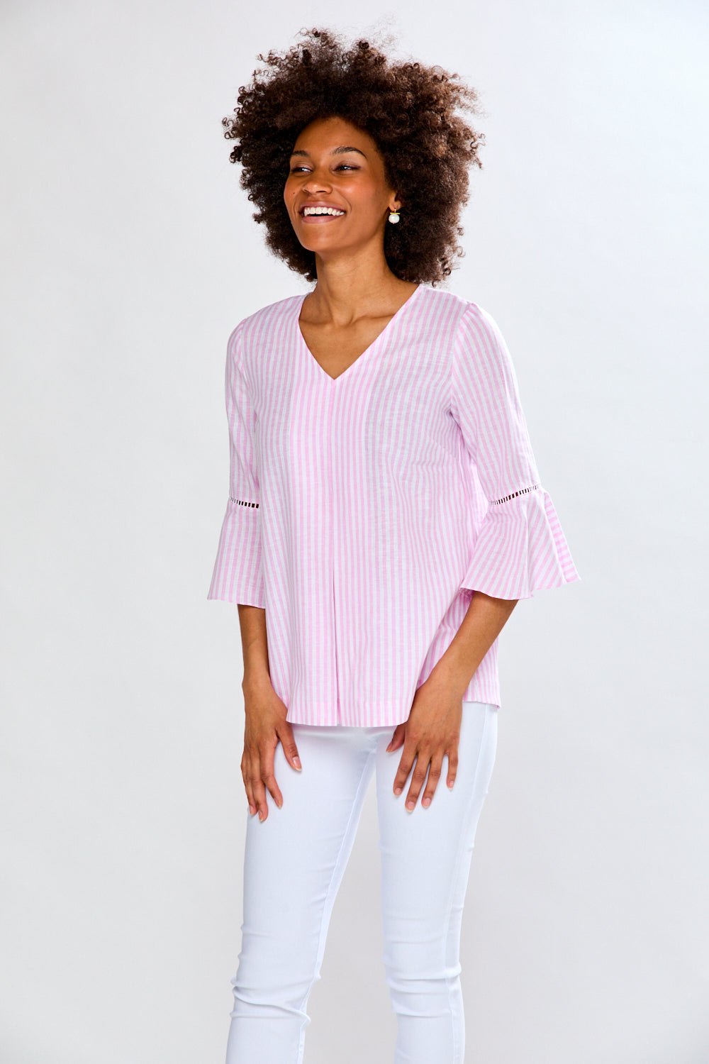 The Megan Dress in Pink Stripe