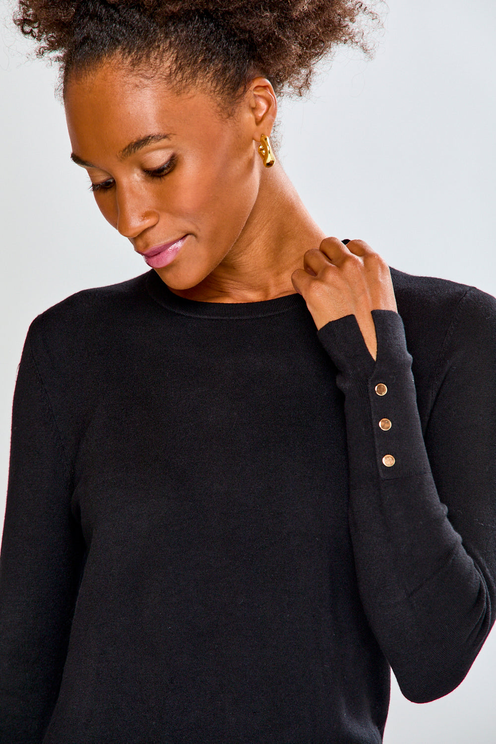 Crew Pullover With Button Cuffs