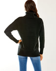 Woman in black mix rib tunic