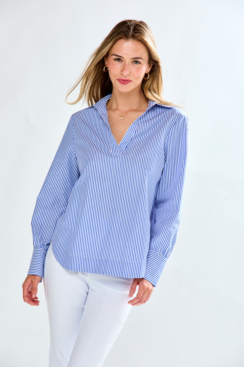 The Jacqueline Top in Blue Stripe