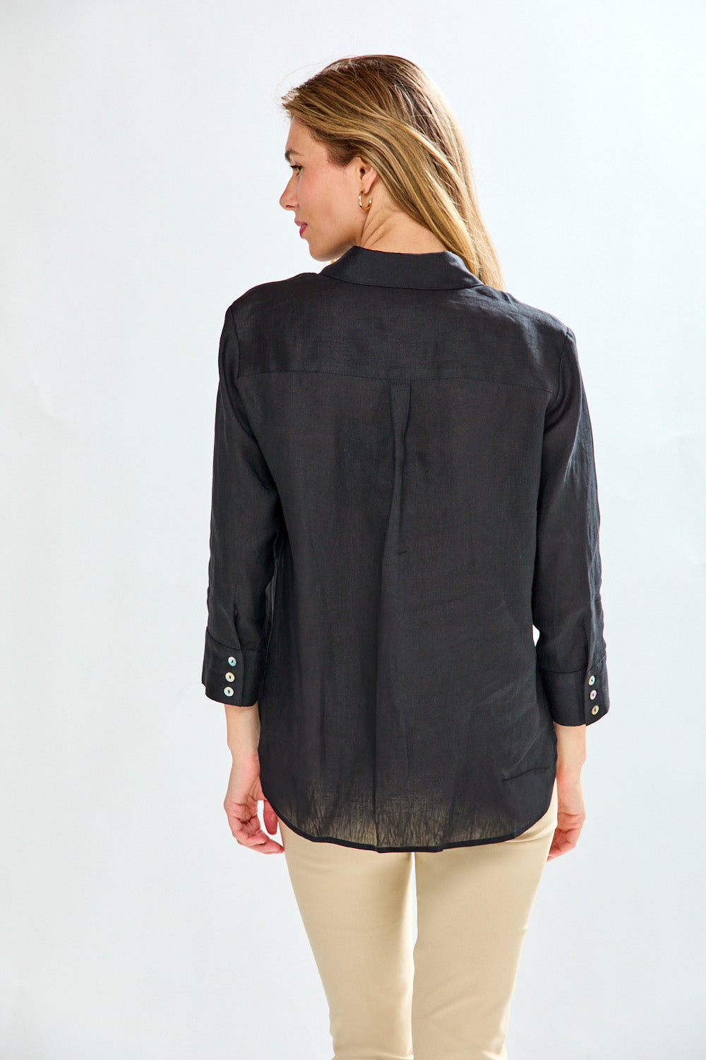 Woman in black blouse