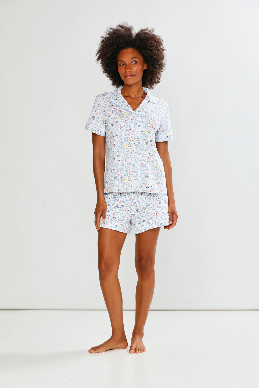 その他 PERTHSANTA DOMIIA PAJAMAS (Size 1) The Nantucket Women's Button Front Short Pajama Set in Multi