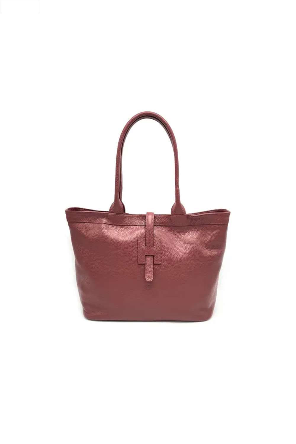 Bordeaux leather handbag on a white background