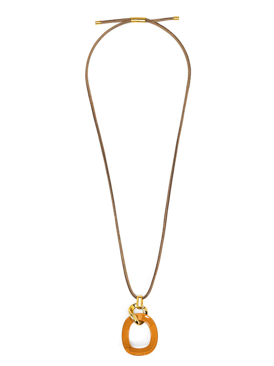 Curved Pendant Long Necklace