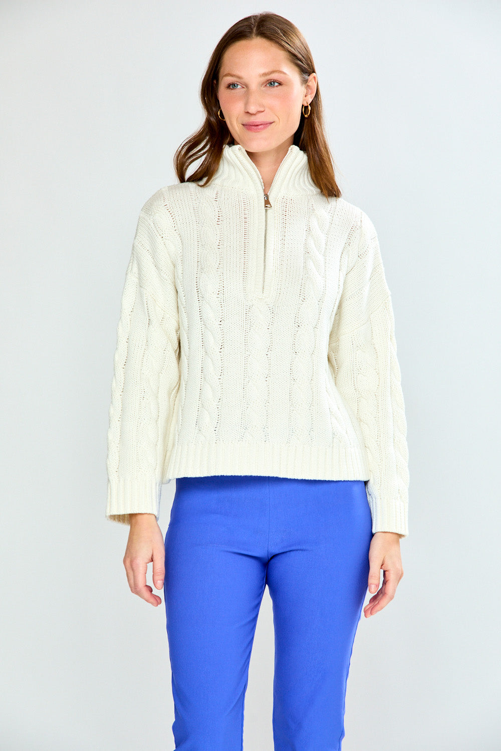 Cotton Cable Quarter Zip – Sara Campbell