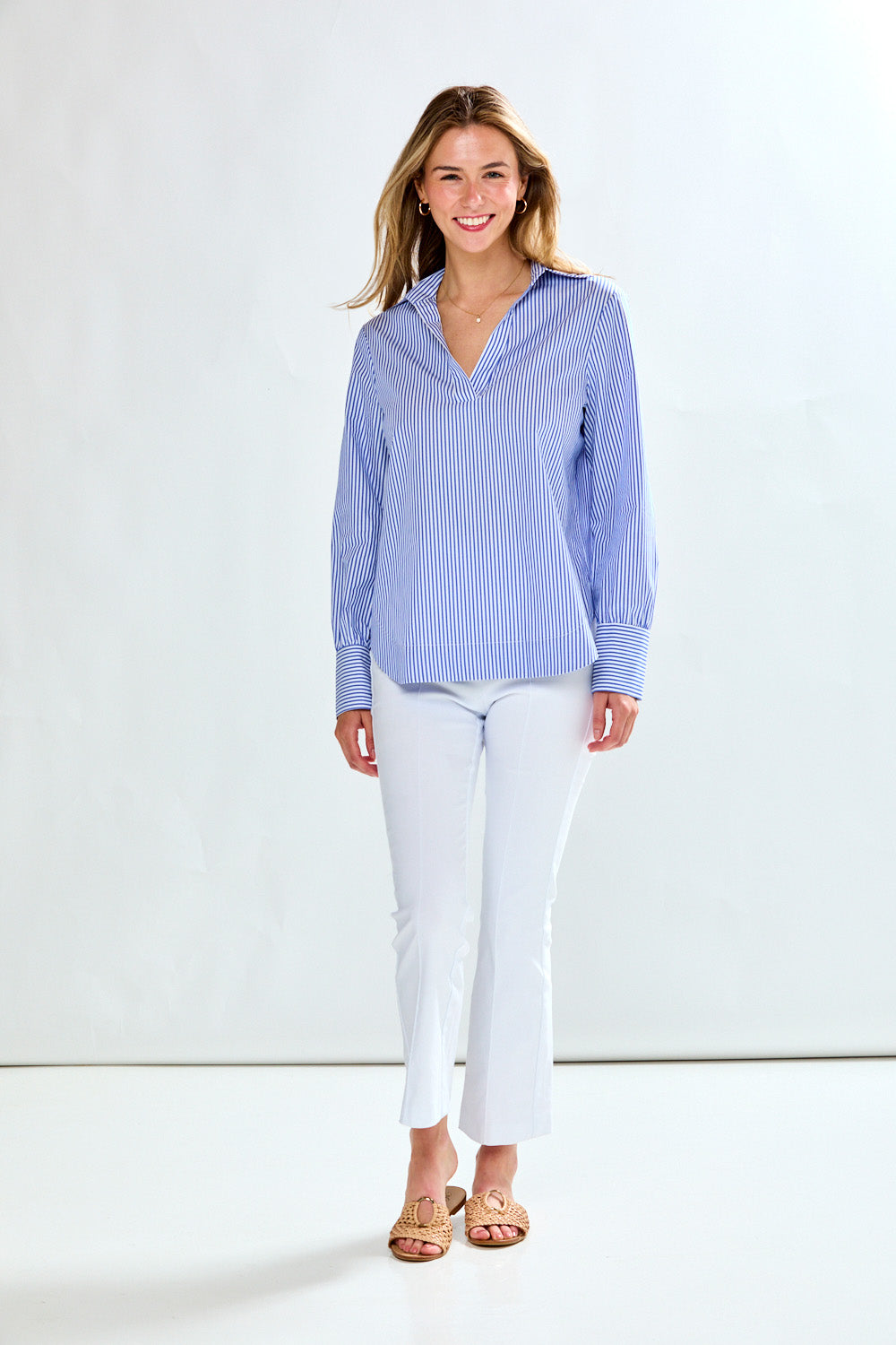 The Jacqueline Top in Blue Stripe